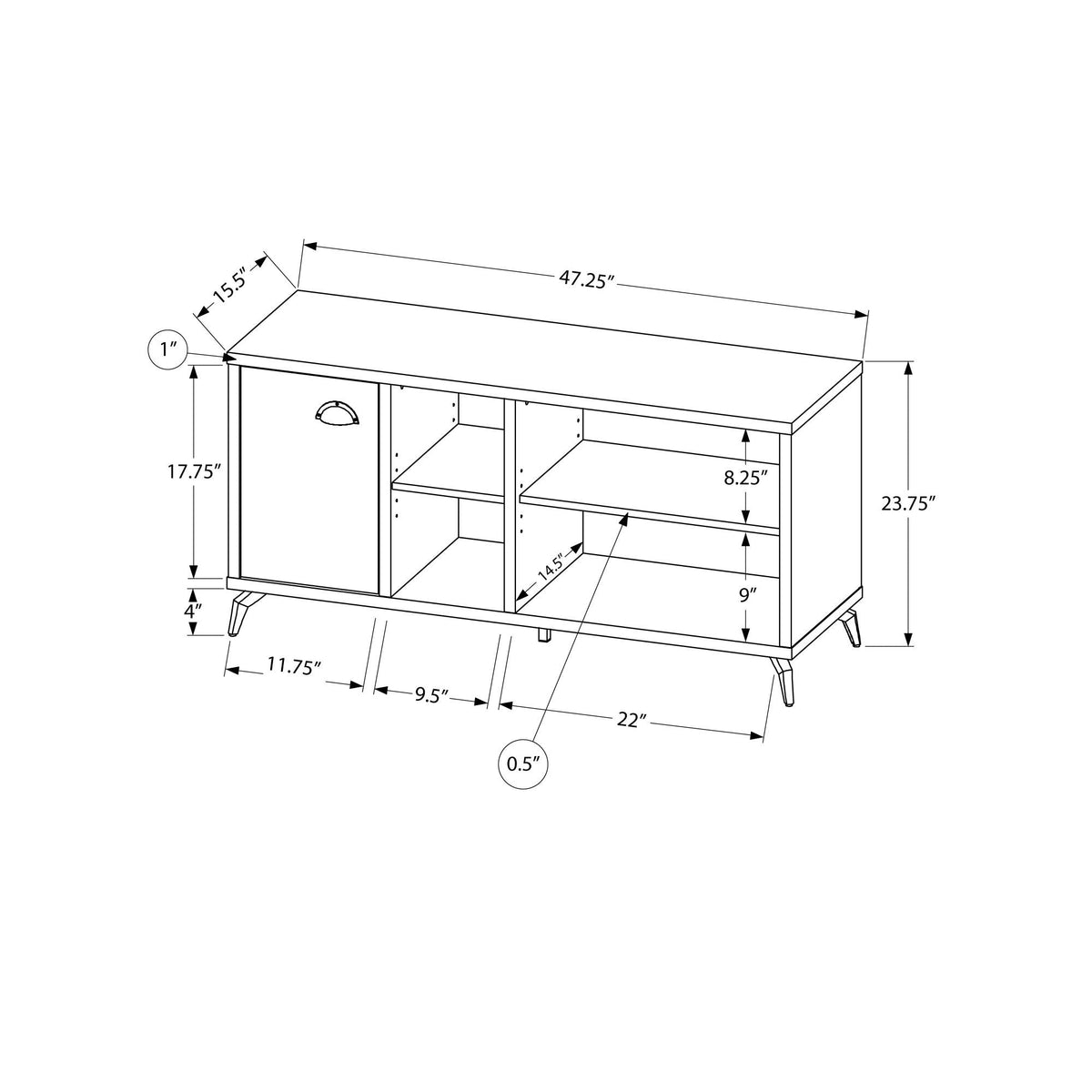 I 2830 Meuble Tv, 48 Pouces, Console, Centre De Divertissement Média, Unite De Rangement, Salon, Chambre À Coucher, Stratifié, Métal, Gris, Brun, Contemporain, Moderne - Simple Boutique