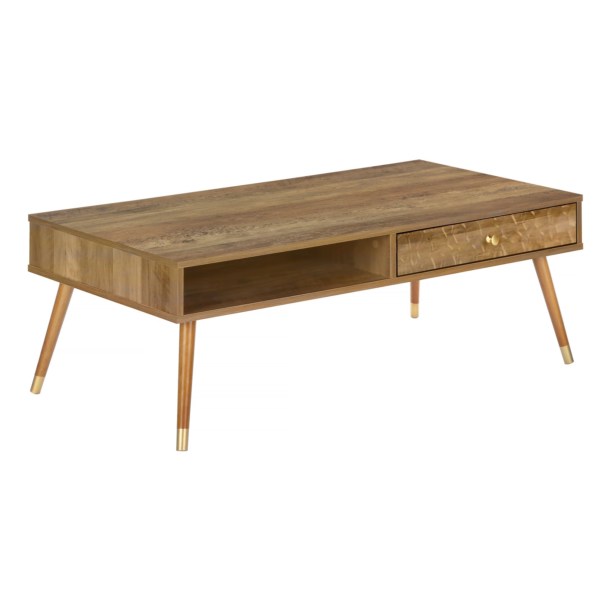 I 2836 Table A Café, Accent, Cocktail, Rectangulaire, Rangement, Salon, 44"l, Bois, Stratifié, Noyer, Mid Century - Simple Boutique