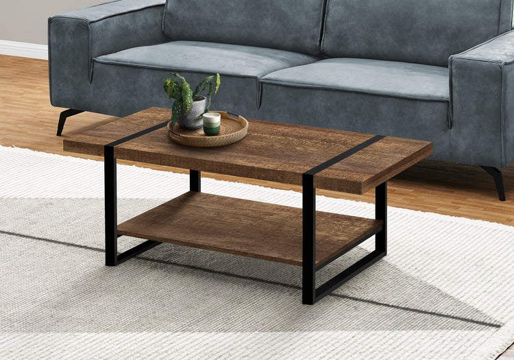 I 2850 Table A Café, Accent, Cocktail, Rectangulaire, Salon, 48"l, Métal, Stratifié, Brun, Noir, Contemporain, Moderne - Simple Boutique