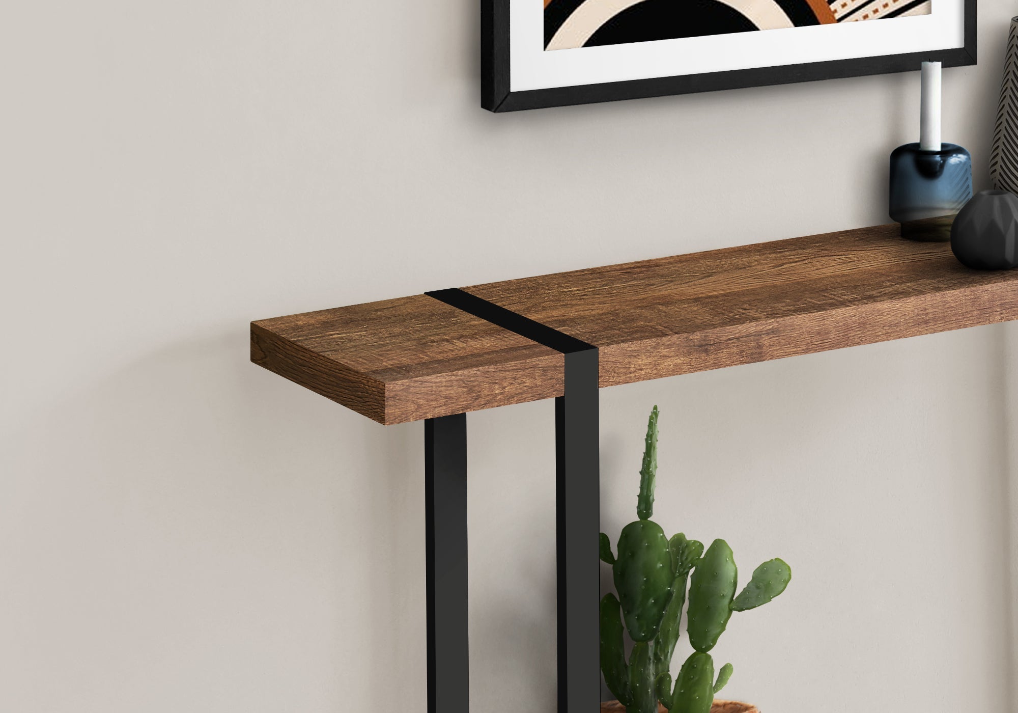 I 2851 Table D'appoint, Console, Entrée, Étroit, Sofa, Salon, Chambre À Coucher, Métal, Stratifié, Brun, Noir, Contemporain, Moderne - Simple Boutique