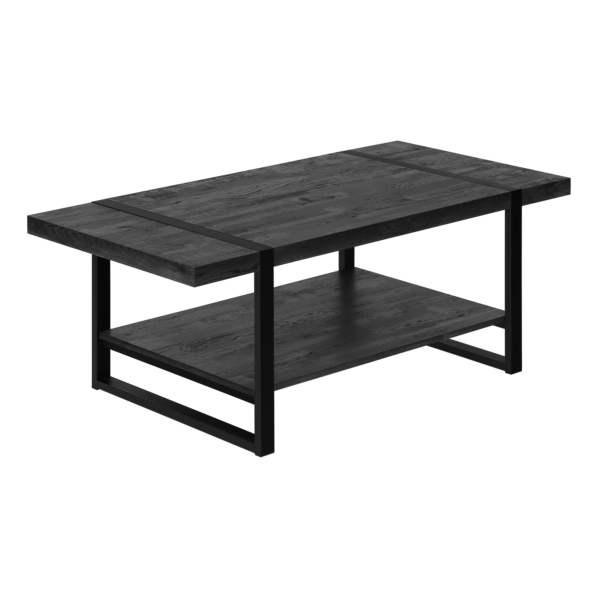 I 2860 Table A Café, Accent, Cocktail, Rectangulaire, Salon, 48"l, Métal, Stratifié, Noir, Contemporain, Moderne - Simple Boutique