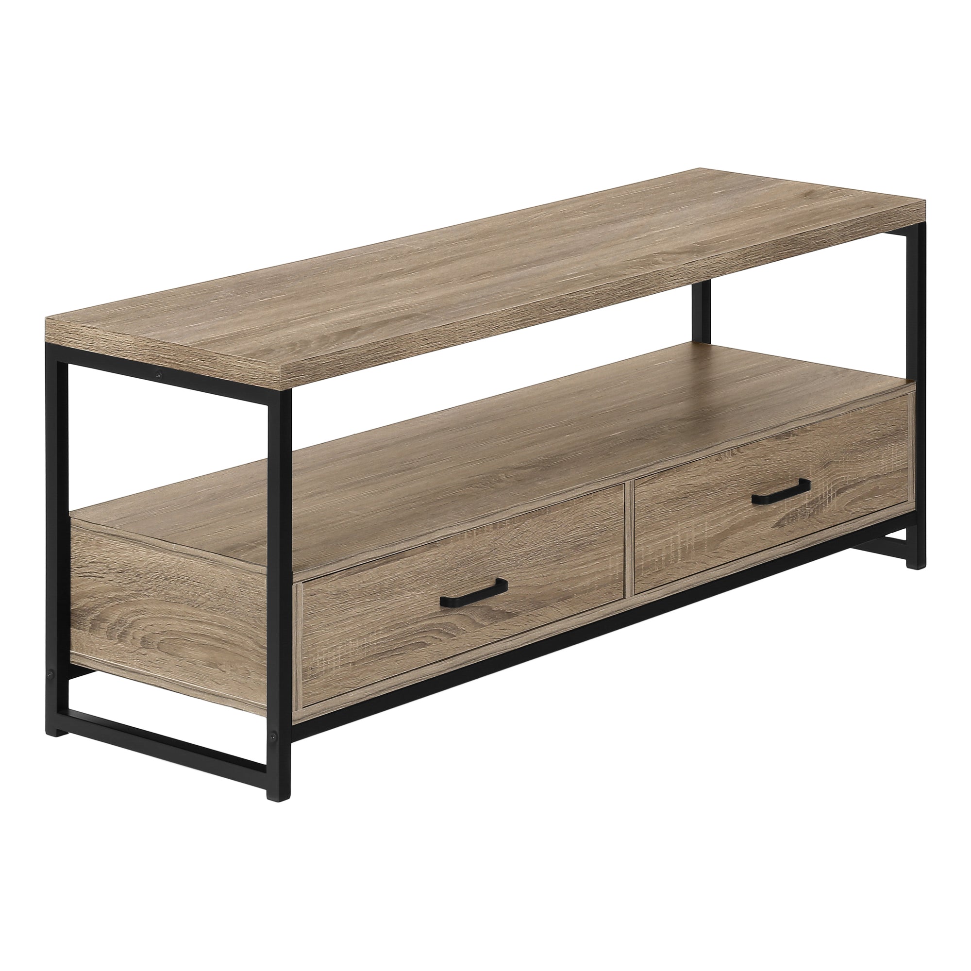 I 2872 Meuble Tv, 48 Pouces, Console, Centre De Divertissement Média, Tiroirs De Rangement, Salon, Chambre À Coucher, Stratifié, Métal, Brun, Noir, Contemporain, Moderne - Simple Boutique