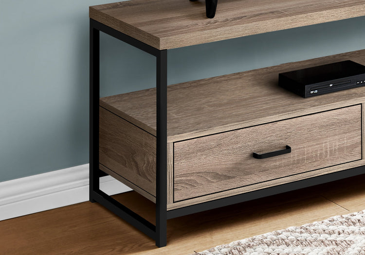 I 2872 Meuble Tv, 48 Pouces, Console, Centre De Divertissement Média, Tiroirs De Rangement, Salon, Chambre À Coucher, Stratifié, Métal, Brun, Noir, Contemporain, Moderne - Simple Boutique
