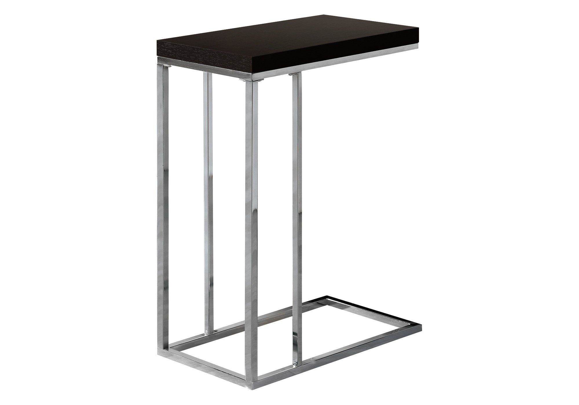 I 3007 Table D'appoint, En Forme De C, Bout, Côté, Collation, Salon, Chambre À Coucher, Métal, Stratifié, Brun, Chrome, Contemporain, Moderne - Simple Boutique