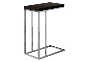 I 3007 Table D'appoint, En Forme De C, Bout, Côté, Collation, Salon, Chambre À Coucher, Métal, Stratifié, Brun, Chrome, Contemporain, Moderne - Simple Boutique