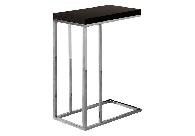 I 3007 Table D'appoint, En Forme De C, Bout, Côté, Collation, Salon, Chambre À Coucher, Métal, Stratifié, Brun, Chrome, Contemporain, Moderne - Simple Boutique