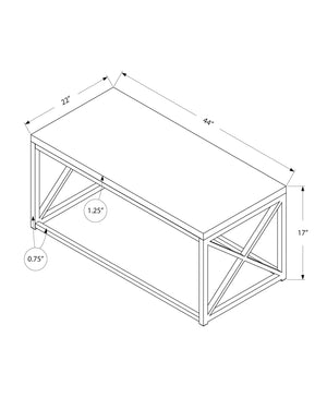 I 3028 Table A Café, Accent, Cocktail, Rectangulaire, Salon, 44"l, Métal, Stratifié, Blanc Lustré, Chrome, Contemporain, Moderne - Simple Boutique