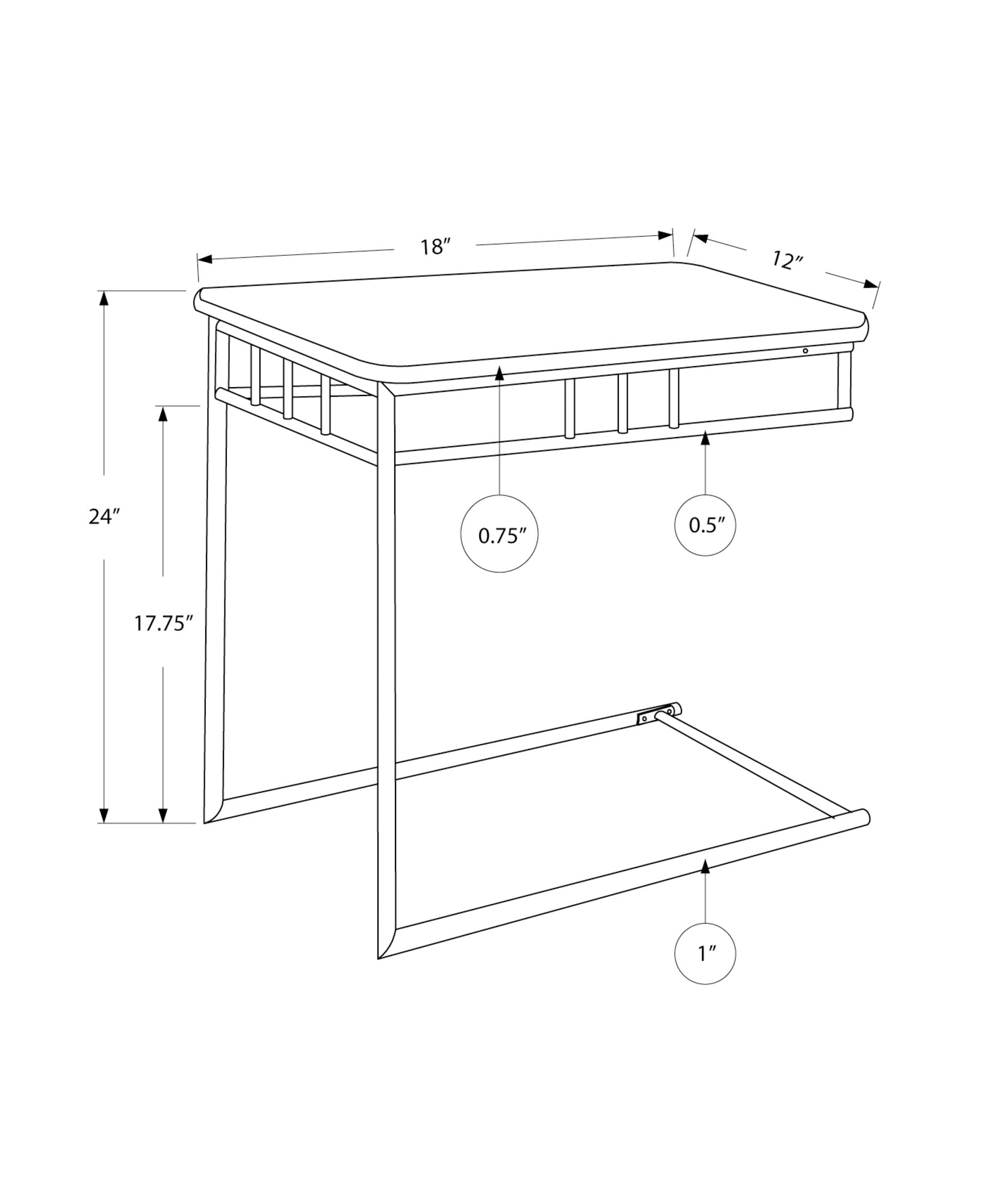I 3043 Table D'appoint, En Forme De C, Bout, Côté, Collation, Salon, Chambre À Coucher, Métal, Stratifié, D'aspect Marbre Brun, Contemporain, Moderne - Simple Boutique