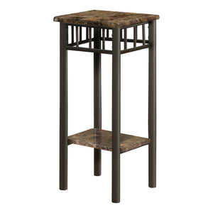 I 3044 Table D'appoint, Côté, Bout, Support Pour Plantes, Carré, Salon, Chambre À Coucher, Métal, Stratifié, D'aspect Marbre Brun, Transitionnel - Simple Boutique