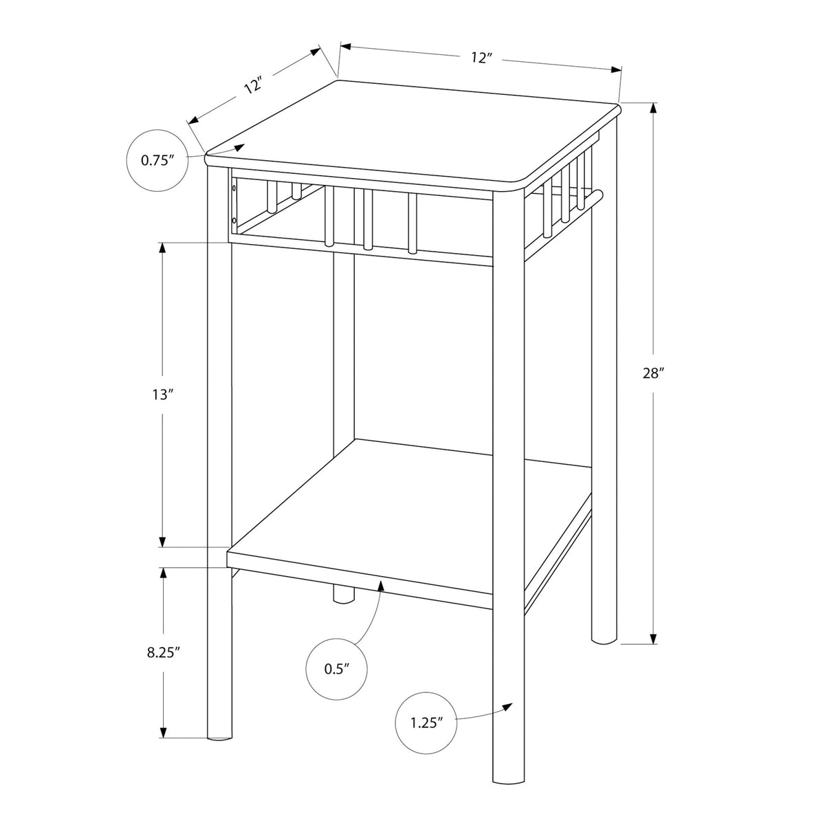 I 3044 Table D'appoint, Côté, Bout, Support Pour Plantes, Carré, Salon, Chambre À Coucher, Métal, Stratifié, D'aspect Marbre Brun, Transitionnel - Simple Boutique