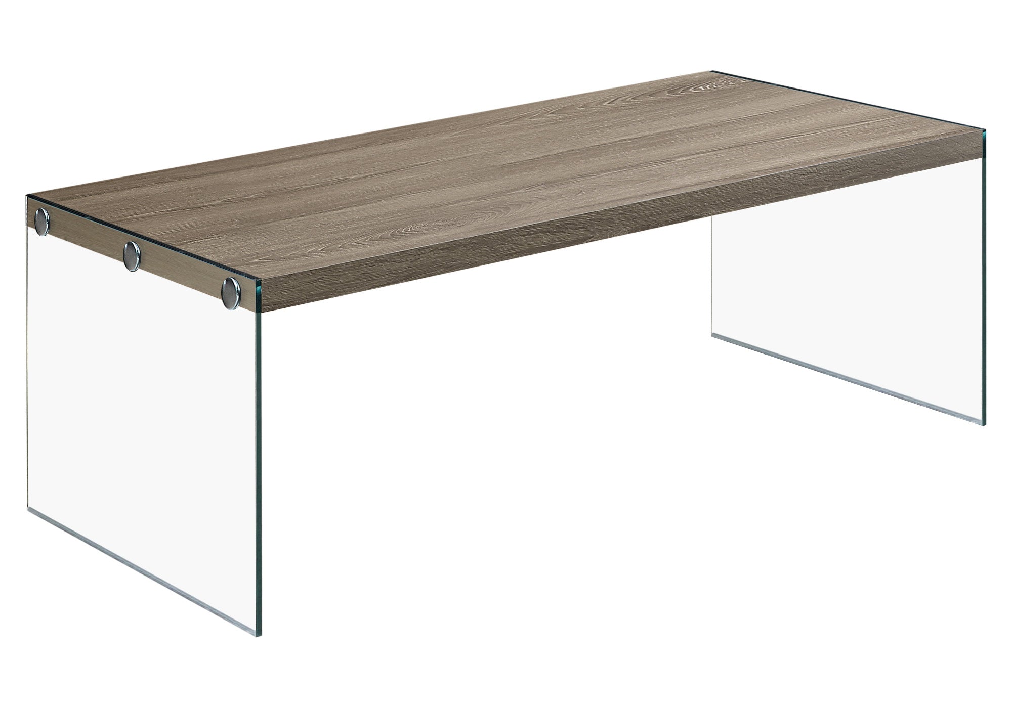 I 3054 Table A Café, Accent, Cocktail, Rectangulaire, Salon, 44"l, Verre Trempé, Stratifié, Brun, Dégager, Contemporain, Moderne - Simple Boutique