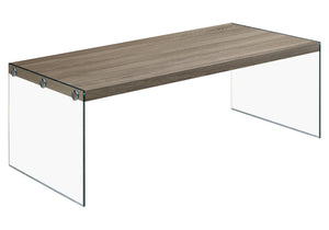 I 3054 Table A Café, Accent, Cocktail, Rectangulaire, Salon, 44"l, Verre Trempé, Stratifié, Brun, Dégager, Contemporain, Moderne - Simple Boutique