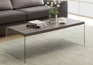 I 3054 Table A Café, Accent, Cocktail, Rectangulaire, Salon, 44"l, Verre Trempé, Stratifié, Brun, Dégager, Contemporain, Moderne - Simple Boutique
