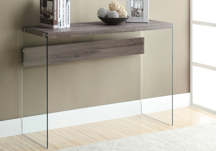 I 3055 Table D'appoint, Console, Entrée, Étroit, Sofa, Salon, Chambre À Coucher, Verre Trempé, Stratifié, Brun, Dégager, Contemporain, Moderne - Simple Boutique
