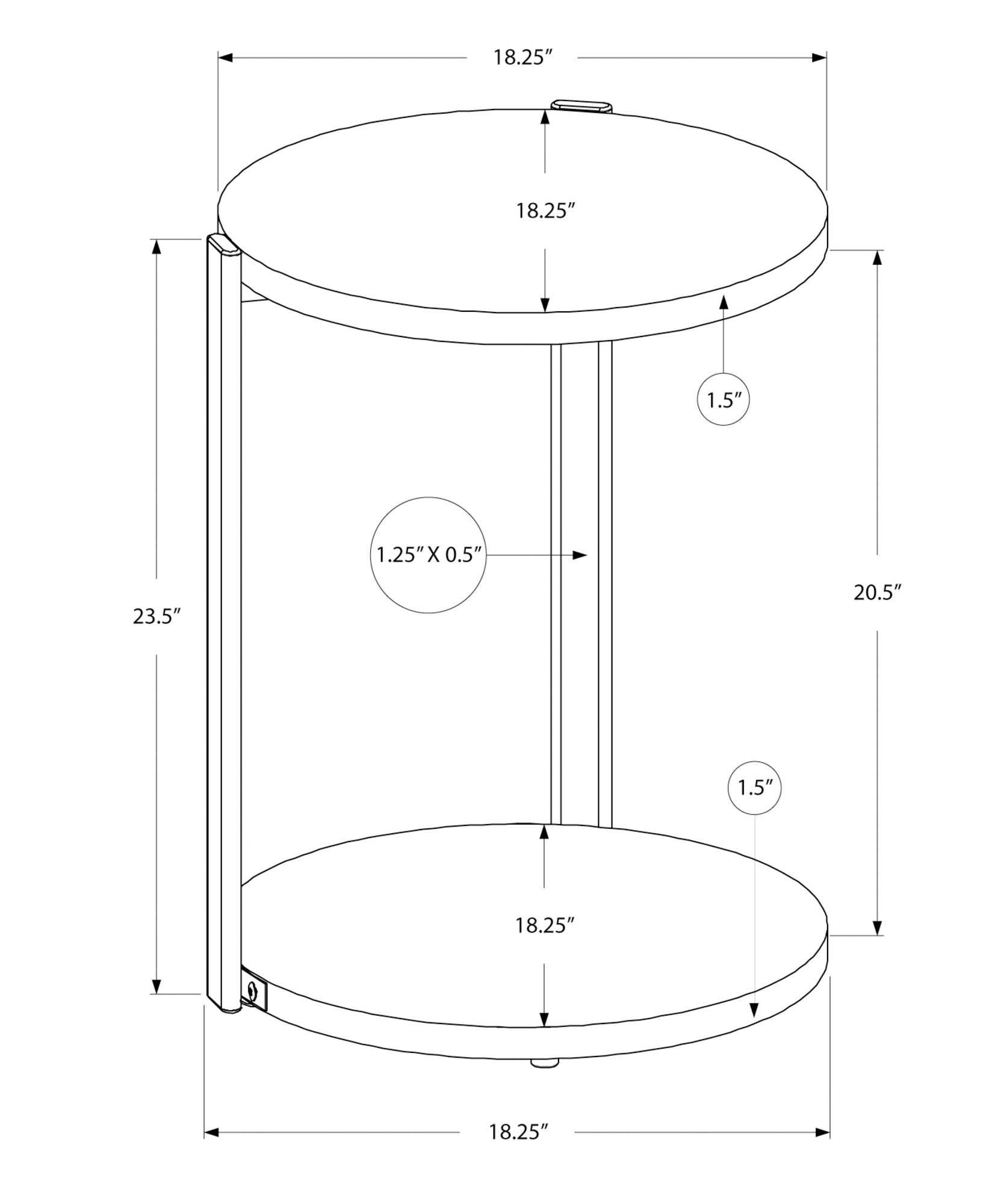 I 3056 Table D'appoint, Rond, Côté, Bout, Table De Nuit, Lampe, Salon, Chambre À Coucher, Métal, Stratifié, Blanc Lustré, Chrome, Contemporain, Moderne - Simple Boutique