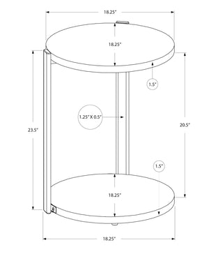 I 3056 Table D'appoint, Rond, Côté, Bout, Table De Nuit, Lampe, Salon, Chambre À Coucher, Métal, Stratifié, Blanc Lustré, Chrome, Contemporain, Moderne - Simple Boutique