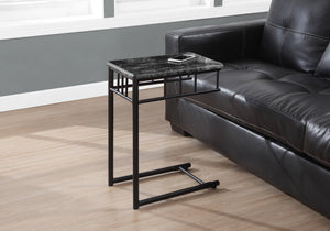 I 3063 Table D'appoint, En Forme De C, Bout, Côté, Collation, Salon, Chambre À Coucher, Métal, Stratifié, Aspect Marbre Gris, Noir, Transitionnel - Simple Boutique