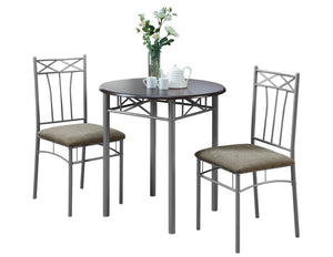 I 3075 Ensemble De Table À Manger, Ensemble 3pcs, Petit, 30" Rond, Cuisine, Métal, Stratifié, Brun, Gris, Transitionnel - Simple Boutique