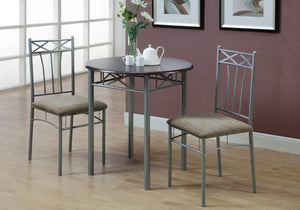 I 3075 Ensemble De Table À Manger, Ensemble 3pcs, Petit, 30" Rond, Cuisine, Métal, Stratifié, Brun, Gris, Transitionnel - Simple Boutique