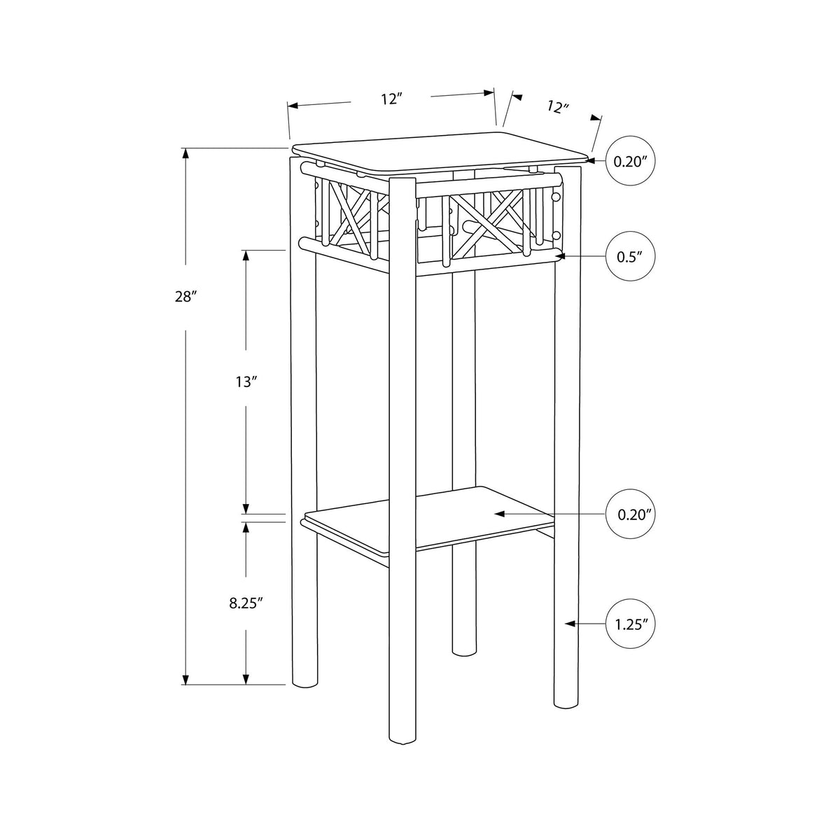 Monarch Specialties I 3078 Table D'appoint, Côté, Bout, Support Pour Plantes, Carré, Salon, Chambre À Coucher, Métal, Verre Trempé, Noir, Transitionnel - Simple Boutique
