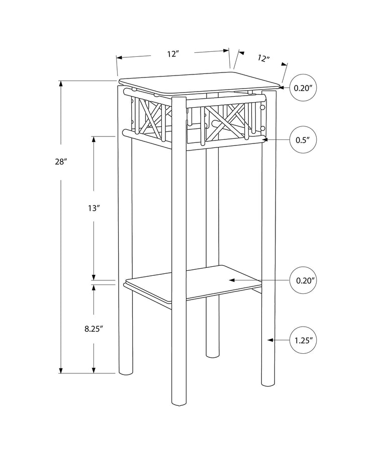 I 3078 Table D'appoint, Côté, Bout, Support Pour Plantes, Carré, Salon, Chambre À Coucher, Métal, Verre Trempé, Noir, Transitionnel - Simple Boutique