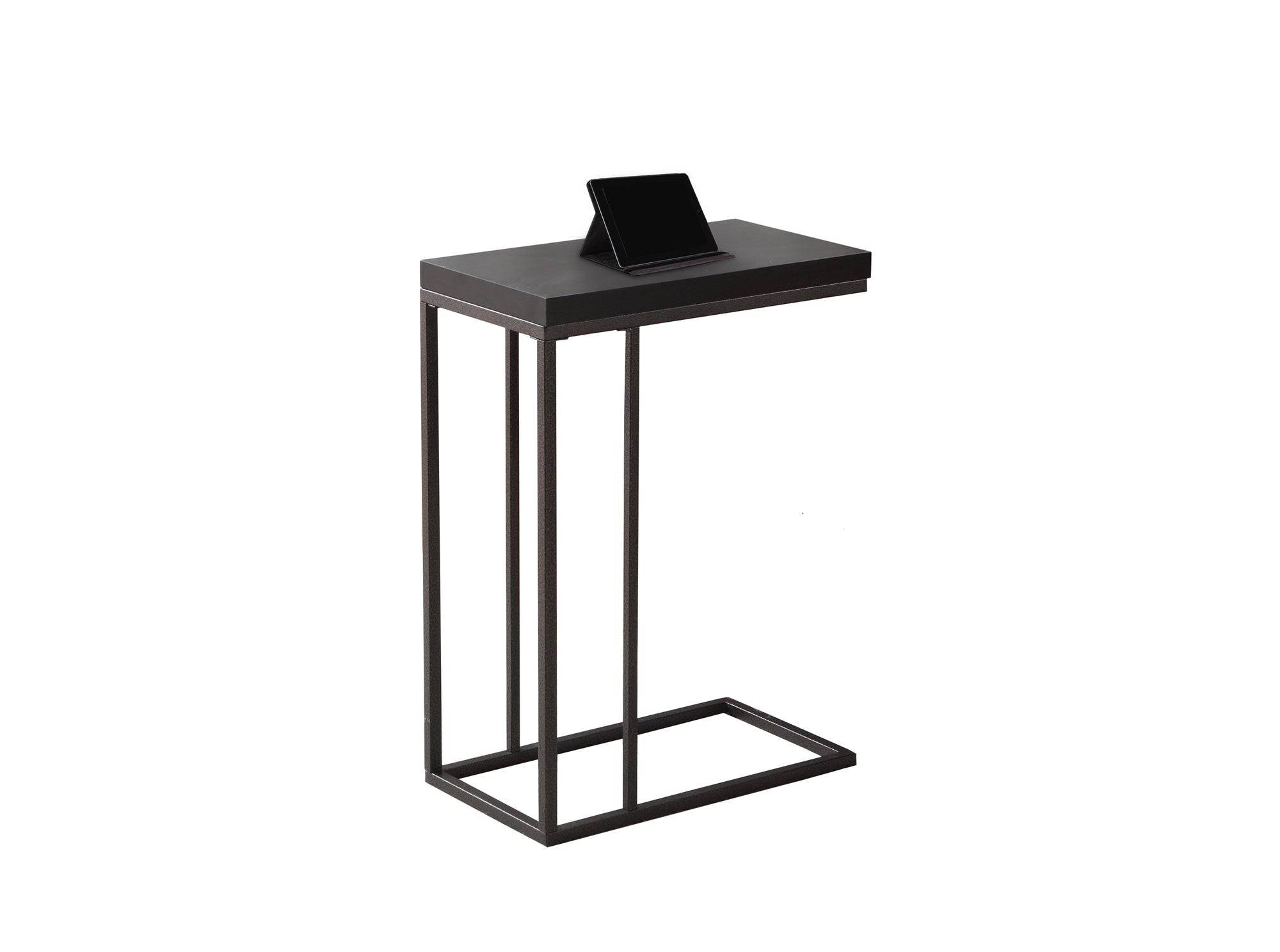 I 3088 Table D'appoint, En Forme De C, Bout, Côté, Collation, Salon, Chambre À Coucher, Métal, Stratifié, Brun, Contemporain, Moderne - Simple Boutique