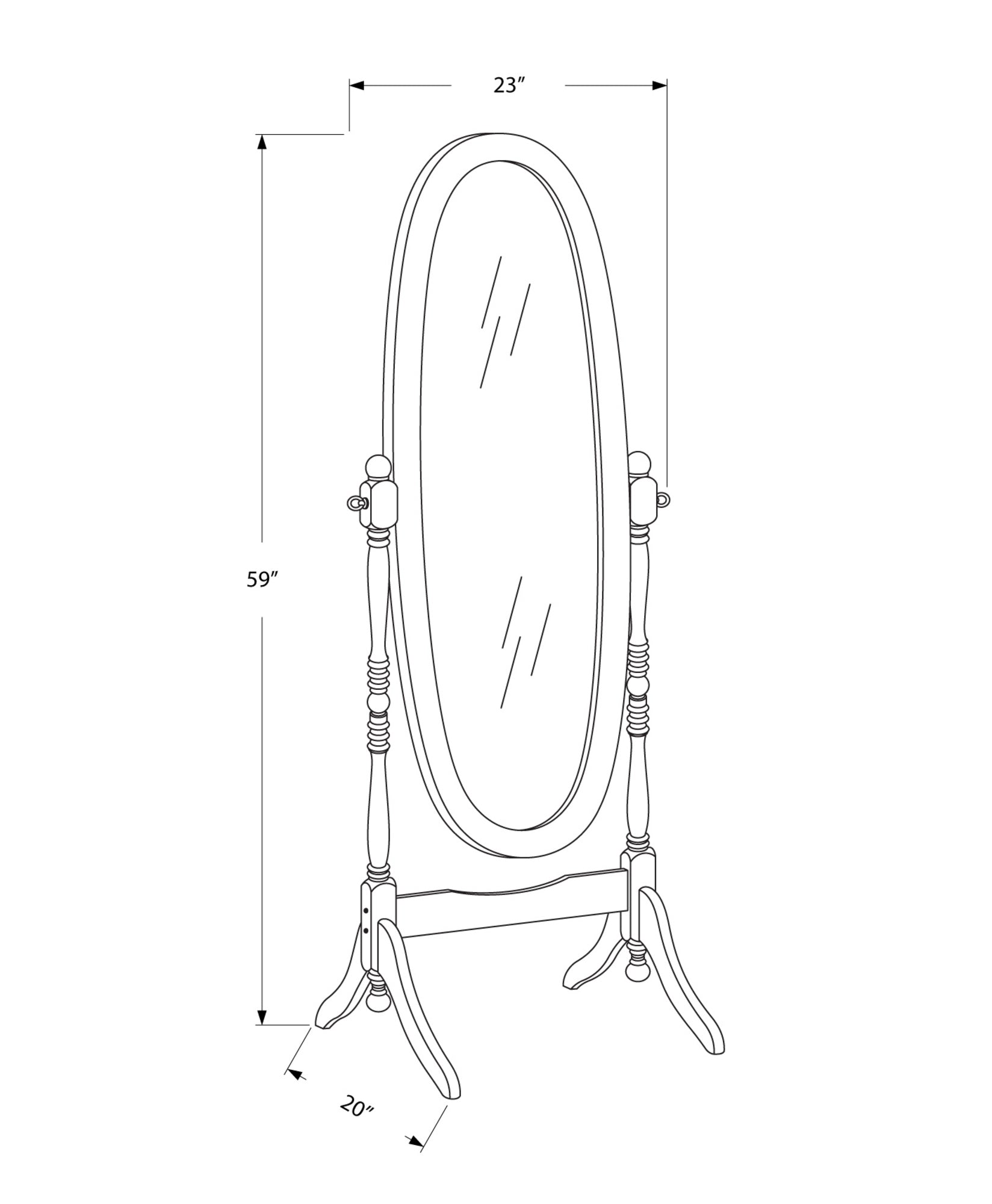 I 3102 Miroir, Toute La Longueur, Debout, Étage, 60" Ovale, Habillé, Chambre À Coucher, Bois, Blanc, Traditionnel - Simple Boutique