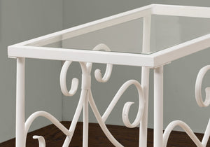 I 3105 Table D'appoint, Côté, Bout, Table De Nuit, Lampe, Salon, Chambre À Coucher, Métal, Verre Trempé, Blanc, Dégager, Traditionnel - Simple Boutique