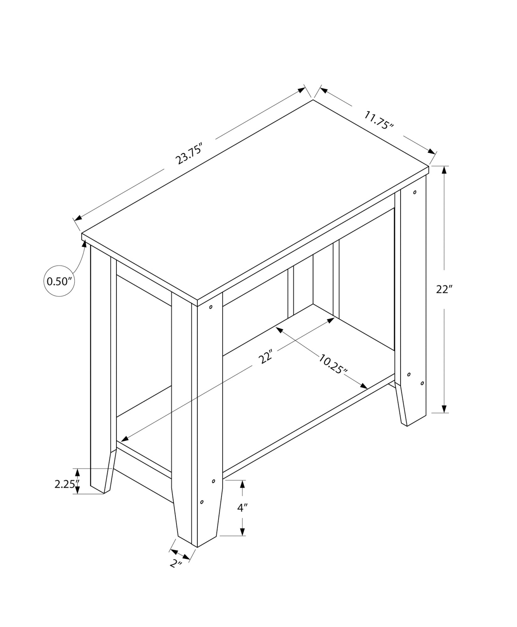 I 3134 Table D'appoint, Côté, Bout, Table De Nuit, Lampe, Salon, Chambre À Coucher, Stratifié, Noir, Gris, Transitionnel - Simple Boutique