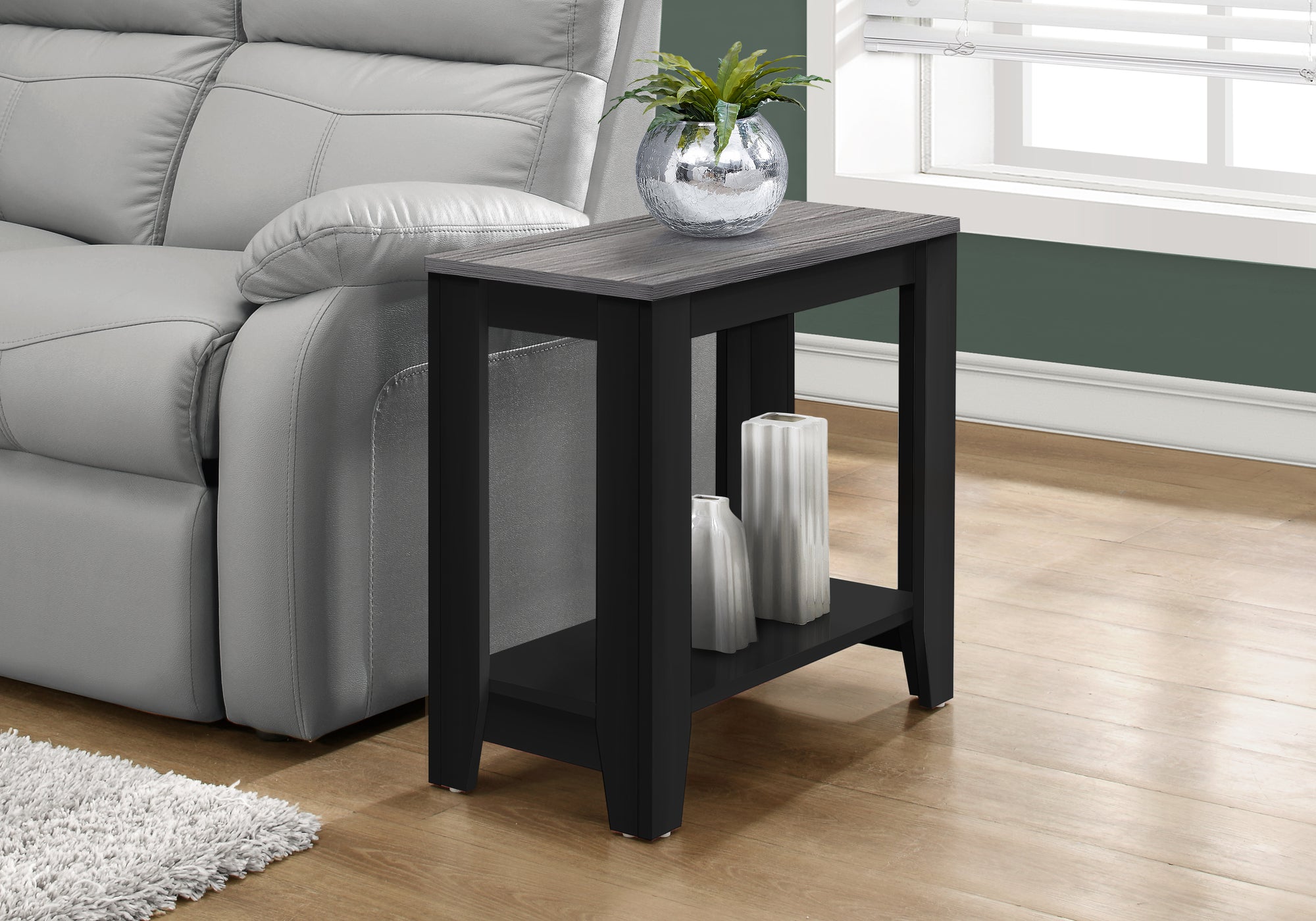 I 3134 Table D'appoint, Côté, Bout, Table De Nuit, Lampe, Salon, Chambre À Coucher, Stratifié, Noir, Gris, Transitionnel - Simple Boutique