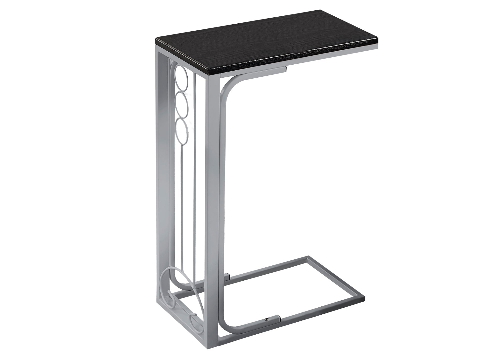 I 3137 Table D'appoint, En Forme De C, Bout, Côté, Collation, Salon, Chambre À Coucher, Métal, Stratifié, Noir, Gris, Transitionnel - Simple Boutique