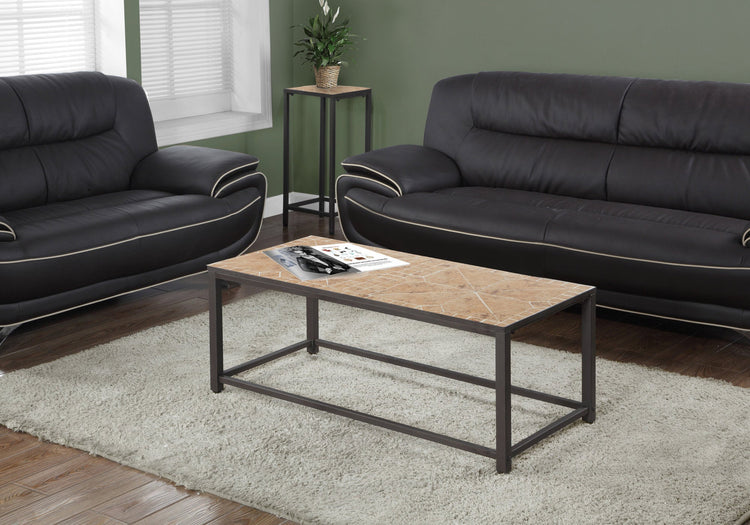 I 3160 Table A Café, Accent, Cocktail, Rectangulaire, Salon, 42" L, Métal, Tuile, Brun, Transitionnel - Simple Boutique