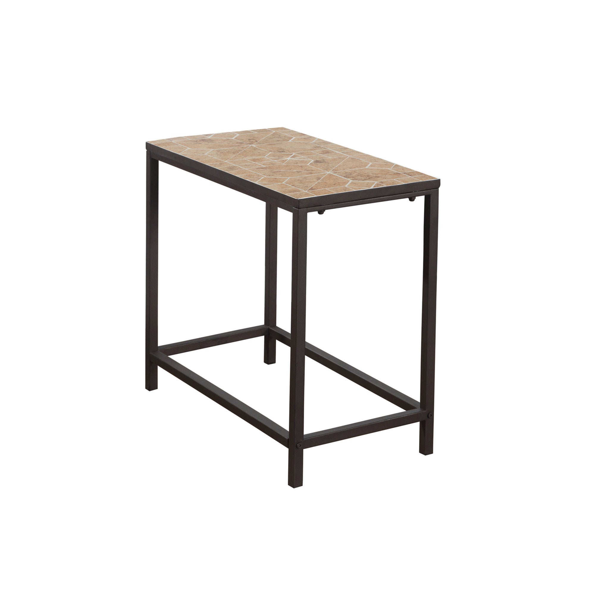 I 3163 Table D'appoint, Côté, Bout, Table De Nuit, Lampe, Salon, Chambre À Coucher, Métal, Tuile, Brun, Transitionnel - Simple Boutique