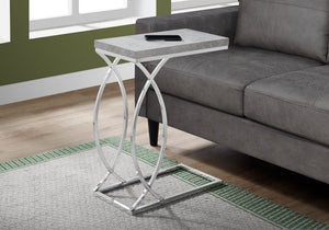 I 3185 Table D'appoint, En Forme De C, Bout, Côté, Collation, Salon, Chambre À Coucher, Métal, Stratifié, Gris, Chrome, Contemporain, Moderne - Simple Boutique