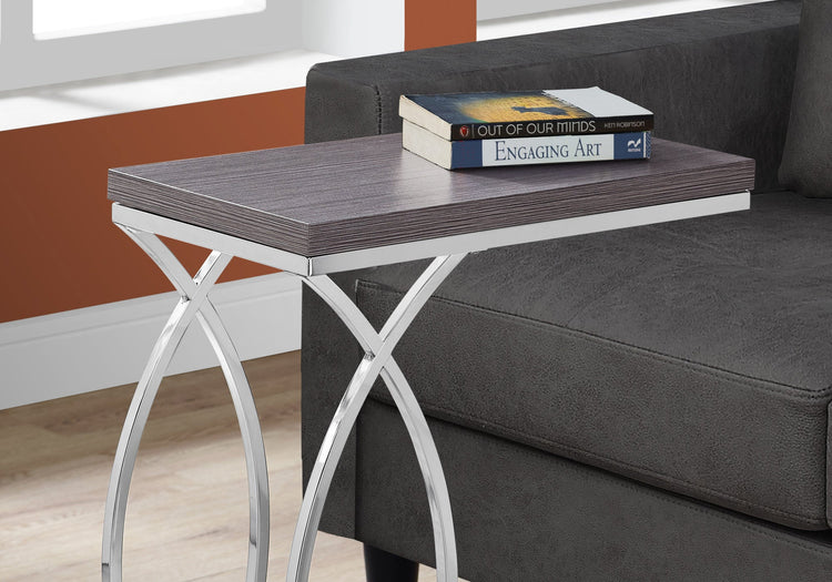 I 3187 Table D'appoint, En Forme De C, Bout, Côté, Collation, Salon, Chambre À Coucher, Métal, Stratifié, Gris, Chrome, Contemporain, Moderne - Simple Boutique