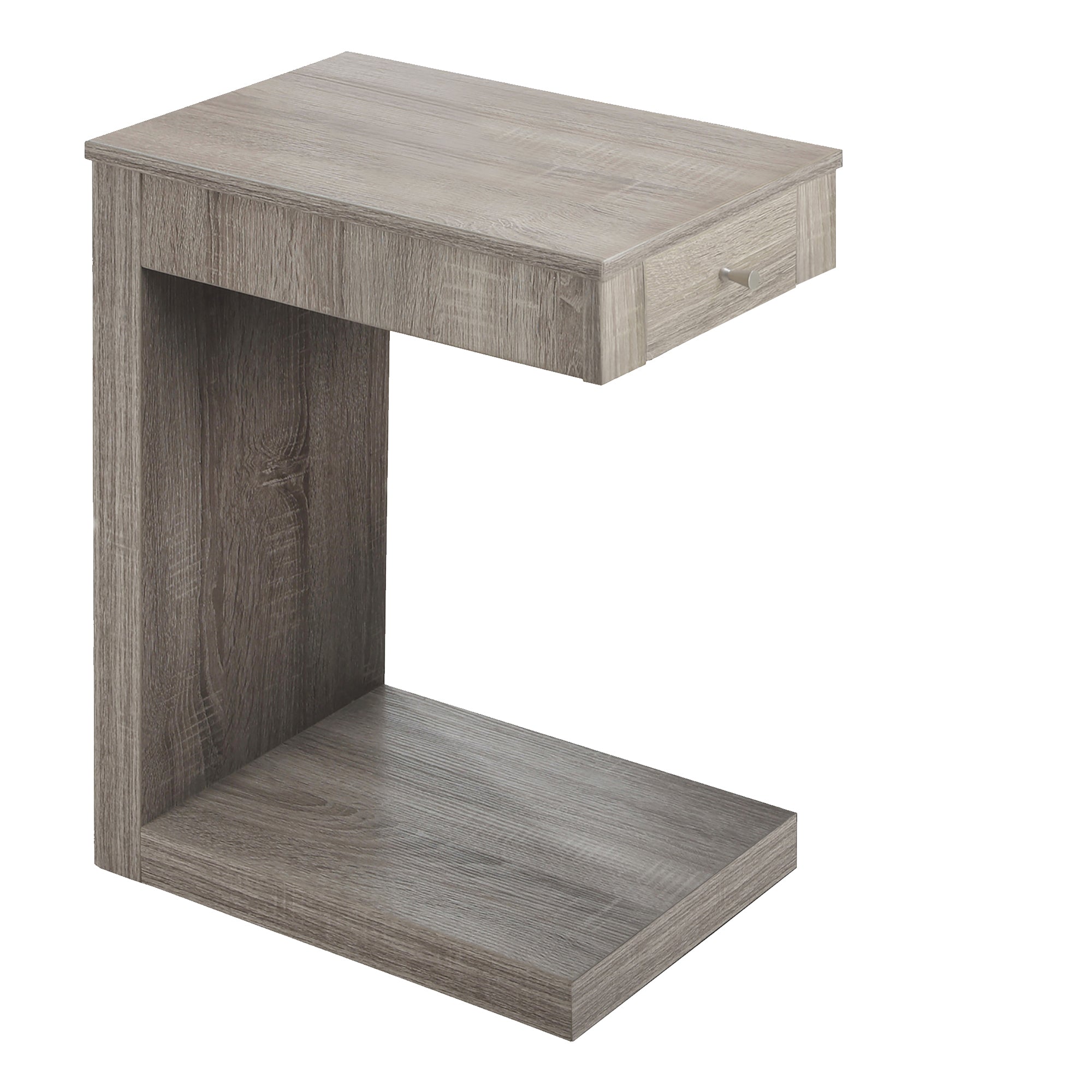 I 3191 Table D'appoint, En Forme De C, Bout, Côté, Collation, Tiroir De Rangement, Salon, Chambre À Coucher, Stratifié, Brun, Contemporain, Moderne - Simple Boutique