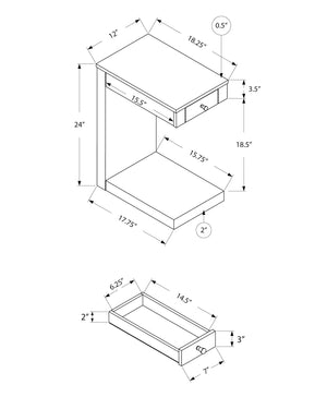 I 3191 Table D'appoint, En Forme De C, Bout, Côté, Collation, Tiroir De Rangement, Salon, Chambre À Coucher, Stratifié, Brun, Contemporain, Moderne - Simple Boutique