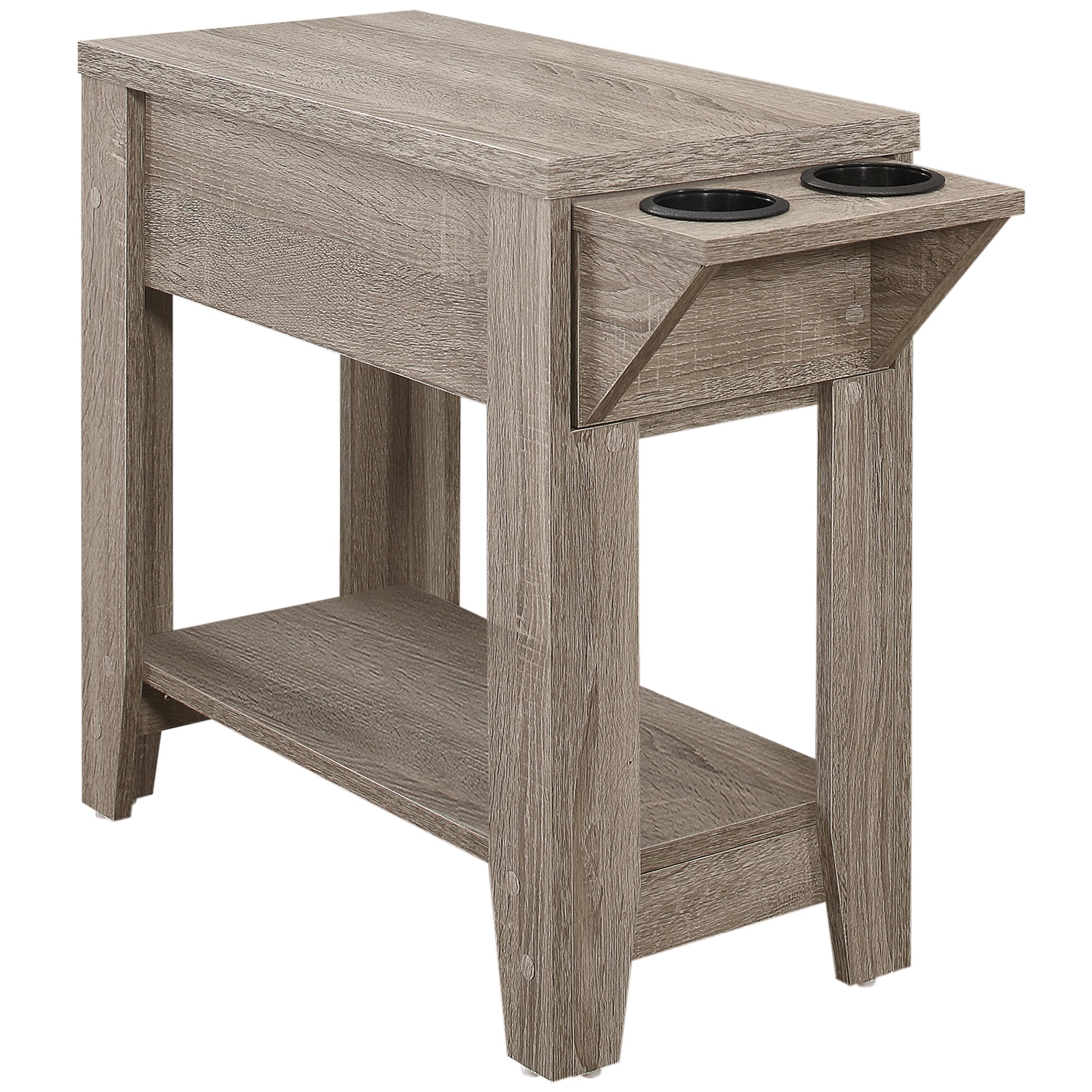I 3198 Table D'appoint, Côté, Bout, Rangement, Lampe, Salon, Chambre À Coucher, Stratifié, Taupe Foncé, Transitionnel - Simple Boutique