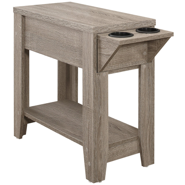 I 3198 Table D'appoint, Côté, Bout, Rangement, Lampe, Salon, Chambre À Coucher, Stratifié, Taupe Foncé, Transitionnel - Simple Boutique