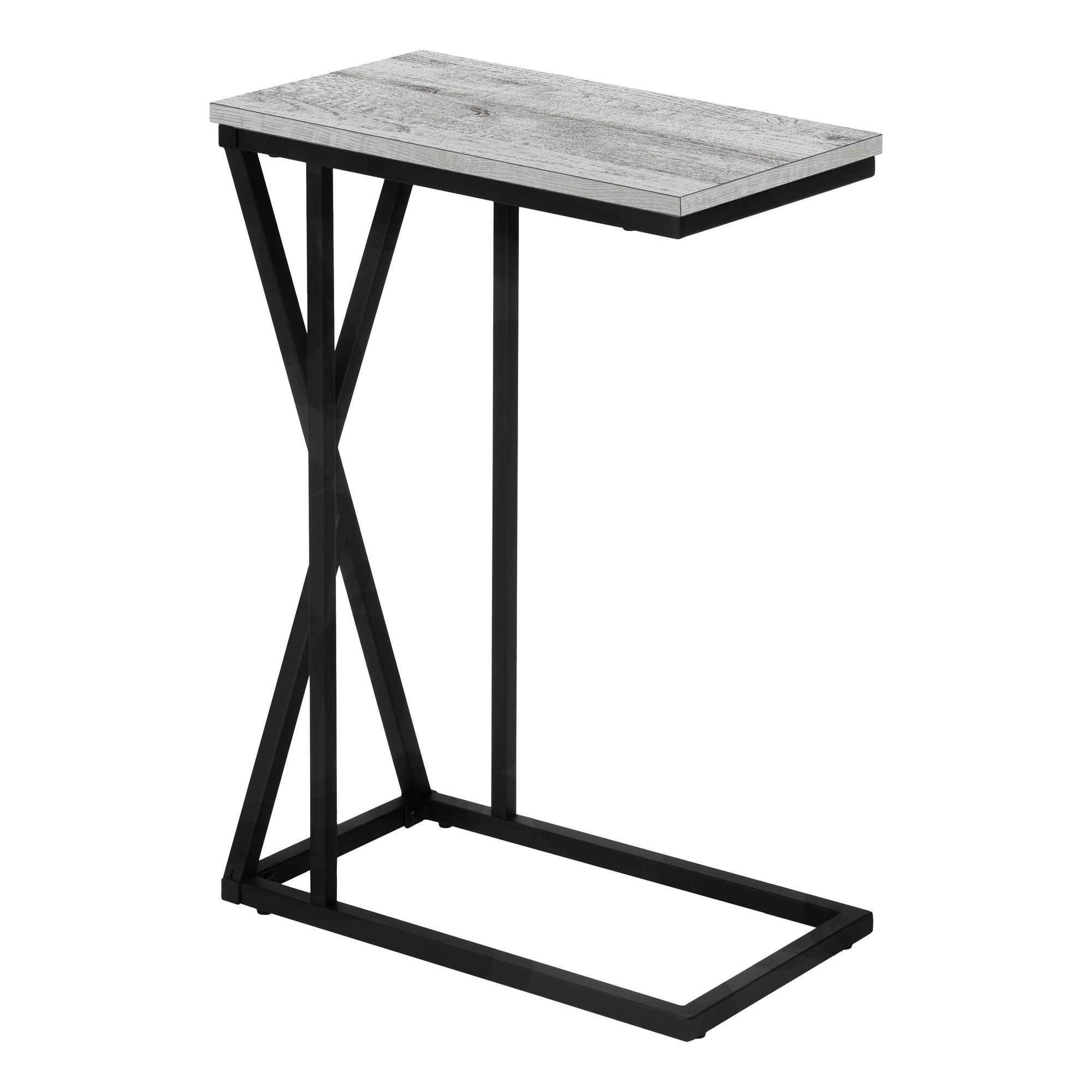 I 3248 Table D'appoint, En Forme De C, Bout, Côté, Collation, Salon, Chambre À Coucher, Métal, Stratifié, Gris, Noir, Contemporain, Moderne - Simple Boutique