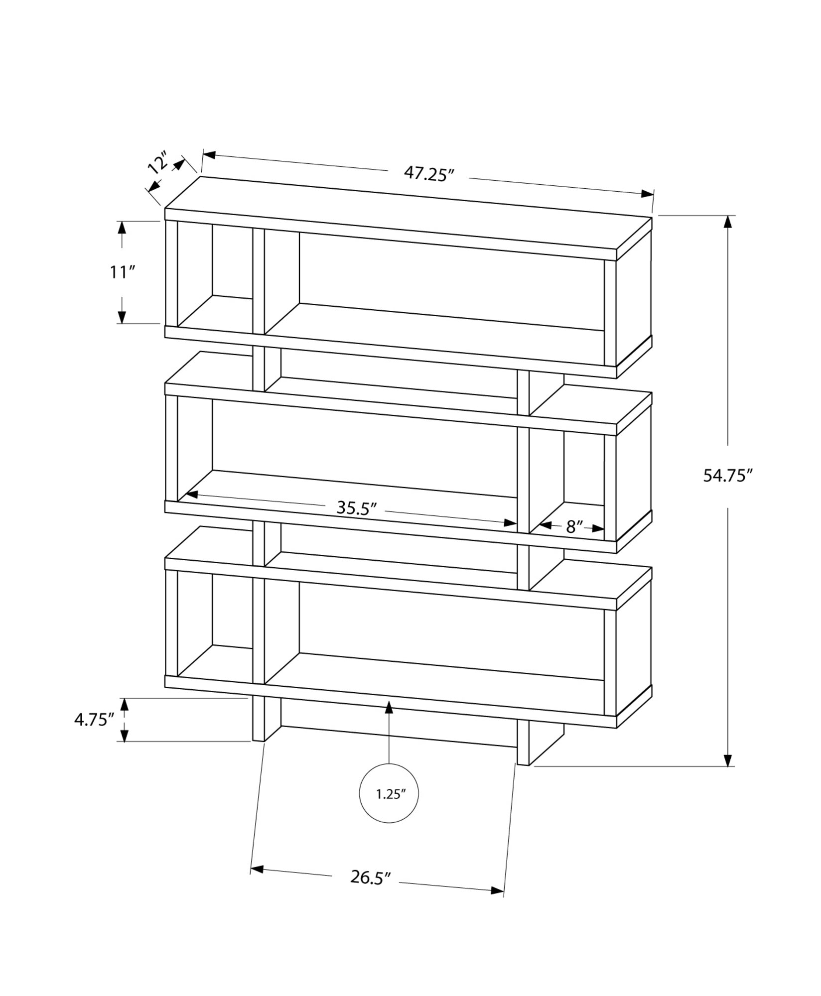 I 3251 Étagère À Livres, Étagère, Étagère, 4 Niveaux, 55"h, Bureau, Chambre À Coucher, Stratifié, Brun, Contemporain, Moderne - Simple Boutique