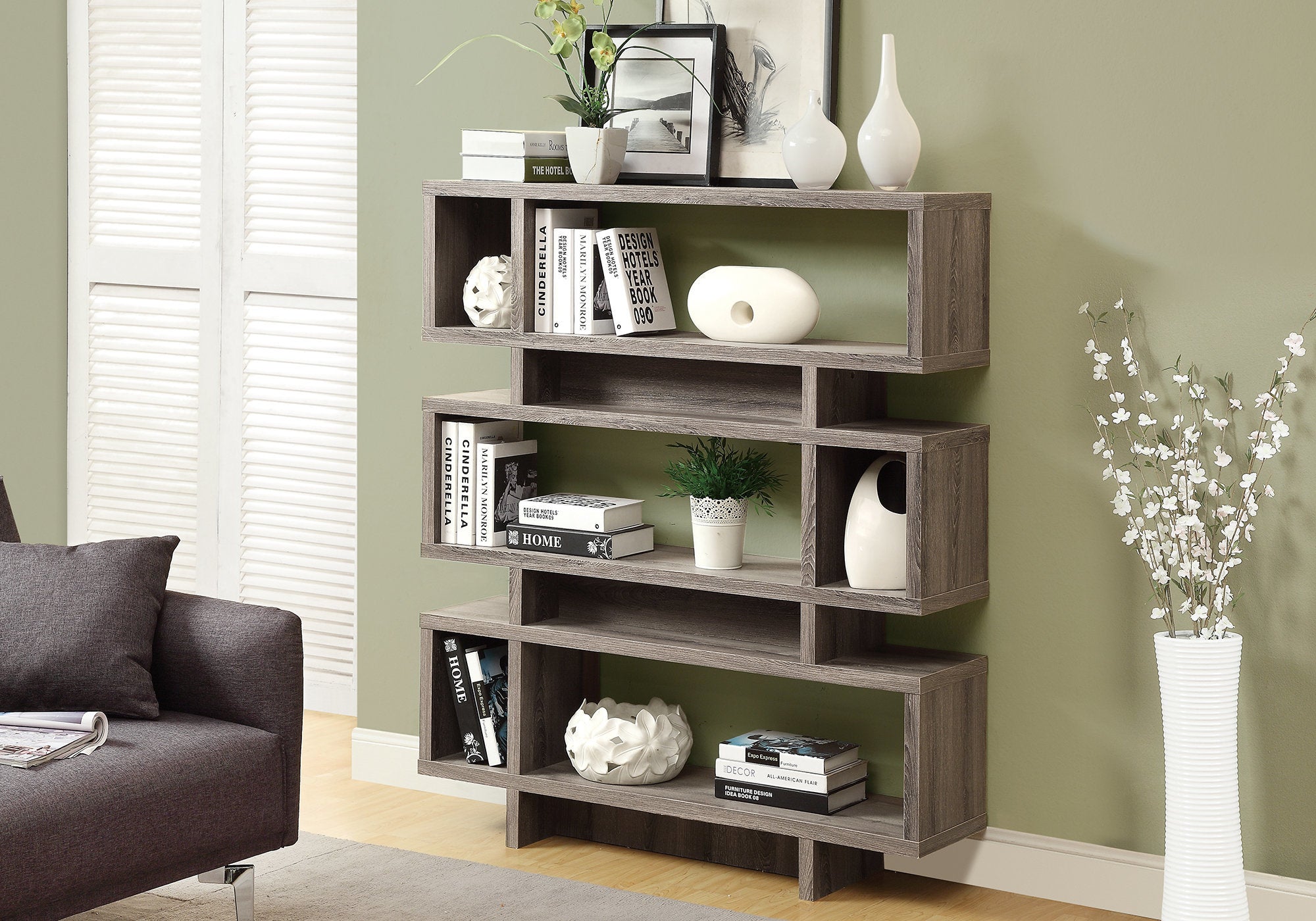 I 3251 Étagère À Livres, Étagère, Étagère, 4 Niveaux, 55"h, Bureau, Chambre À Coucher, Stratifié, Brun, Contemporain, Moderne - Simple Boutique