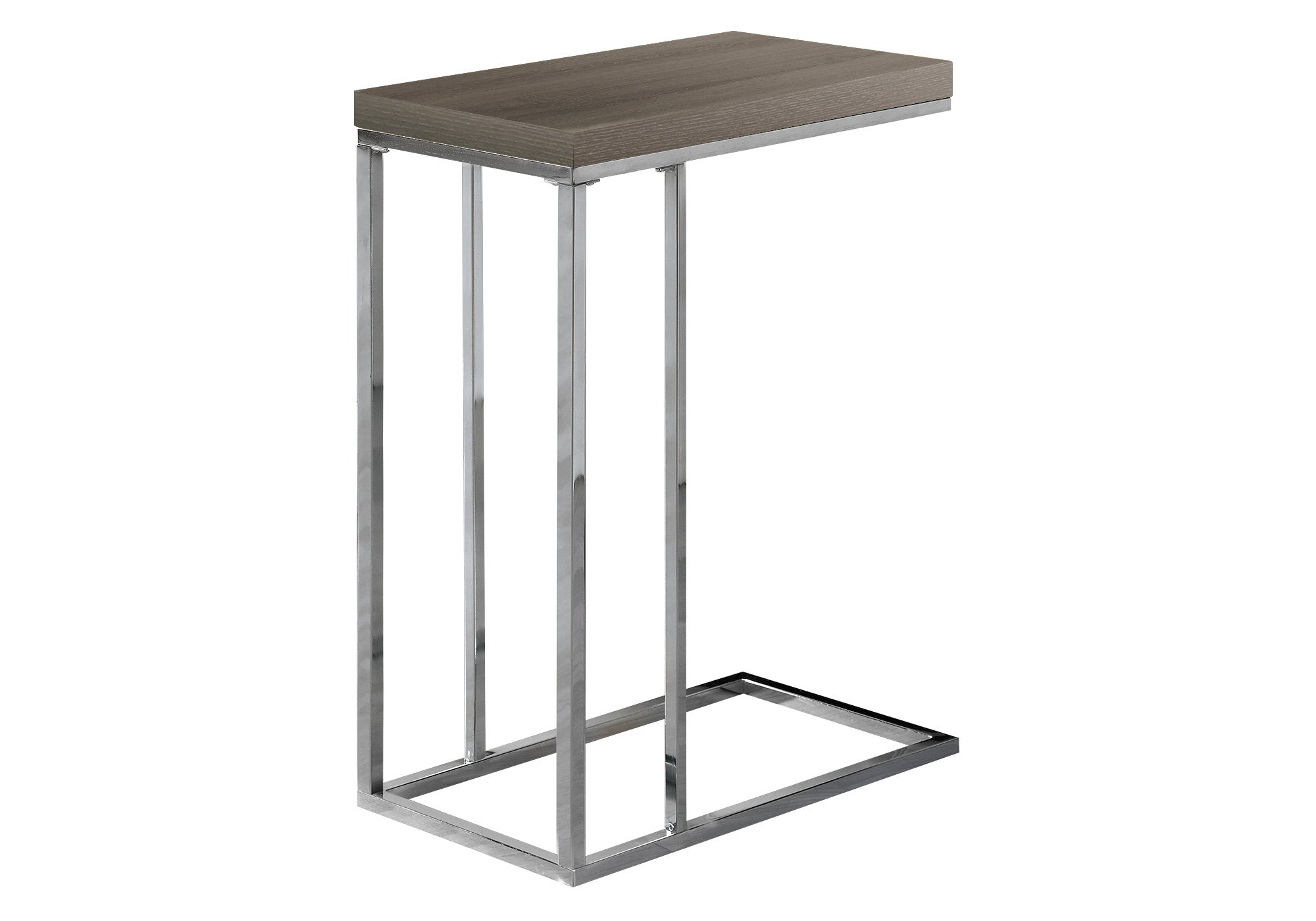 I 3253 Table D'appoint, En Forme De C, Bout, Côté, Collation, Salon, Chambre À Coucher, Métal, Stratifié, Brun, Chrome, Contemporain, Moderne - Simple Boutique
