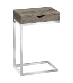 I 3254 Table D'appoint, En Forme De C, Bout, Côté, Collation, Tiroir De Rangement, Salon, Chambre À Coucher, Métal, Stratifié, Brun, Chrome, Contemporain, Moderne - Simple Boutique