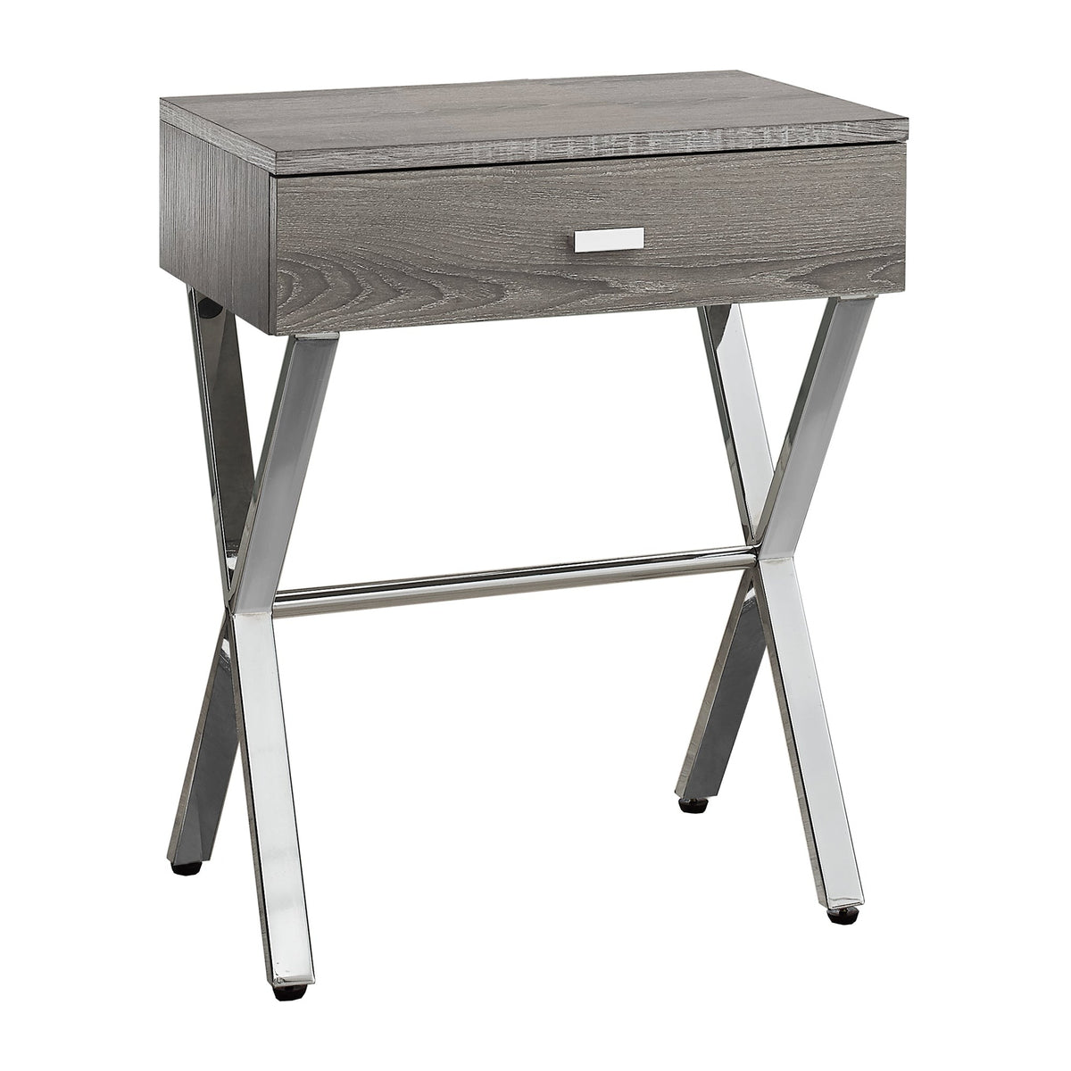 I 3263 Table D'appoint, Côté, Bout, Table De Nuit, Lampe, Tiroir De Rangement, Salon, Chambre À Coucher, Métal, Stratifié, Brun, Chrome, Contemporain, Moderne - Simple Boutique