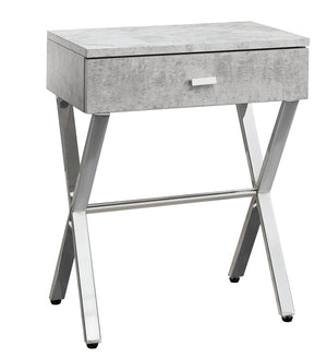 I 3264 Table D'appoint, Côté, Bout, Table De Nuit, Lampe, Tiroir De Rangement, Salon, Chambre À Coucher, Métal, Stratifié, Gris, Chrome, Contemporain, Moderne - Simple Boutique
