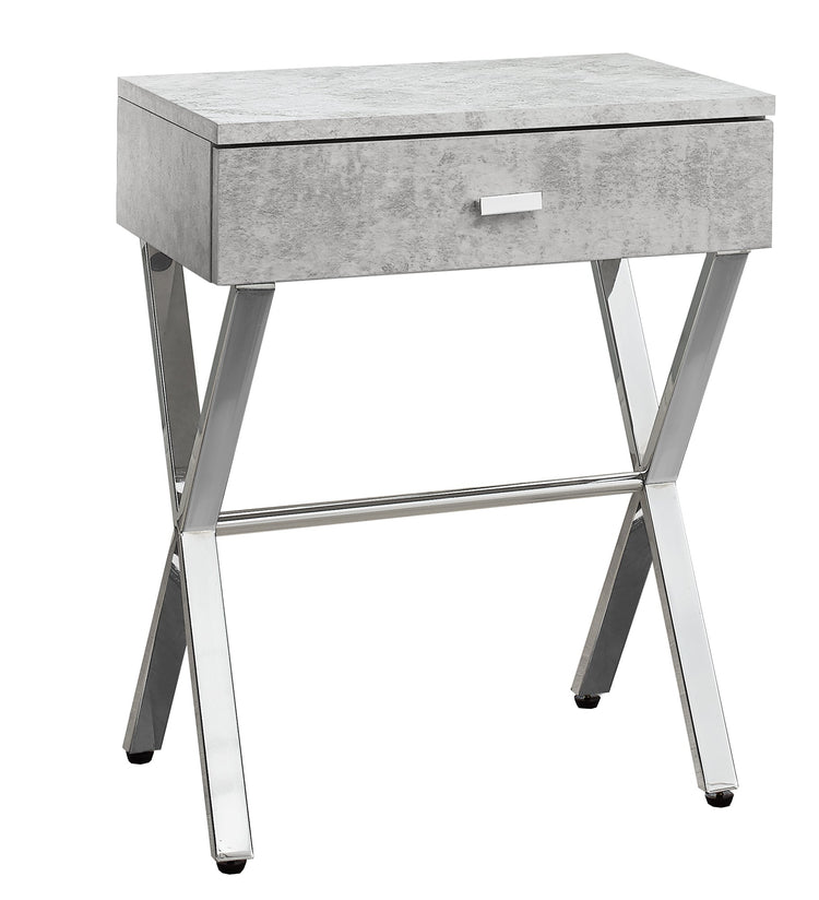 I 3264 Table D'appoint, Côté, Bout, Table De Nuit, Lampe, Tiroir De Rangement, Salon, Chambre À Coucher, Métal, Stratifié, Gris, Chrome, Contemporain, Moderne - Simple Boutique