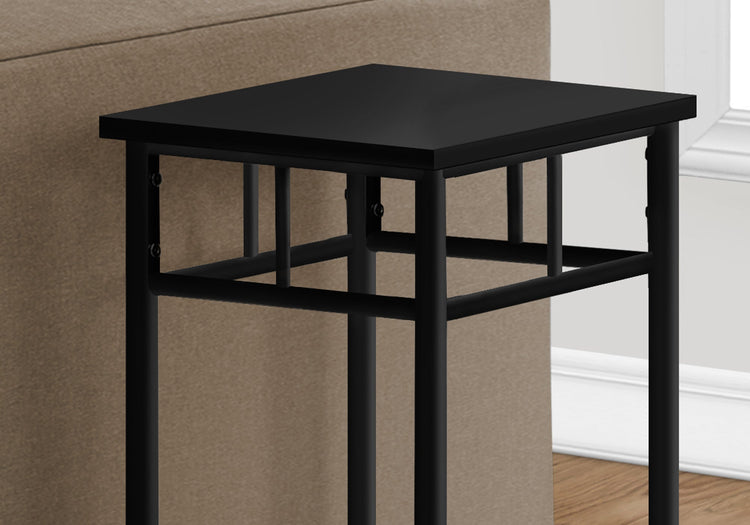 I 3278 Table D'appoint, Côté, Bout, Support Pour Plantes, Carré, Salon, Chambre À Coucher, Métal, Stratifié, Noir, Contemporain, Moderne - Simple Boutique
