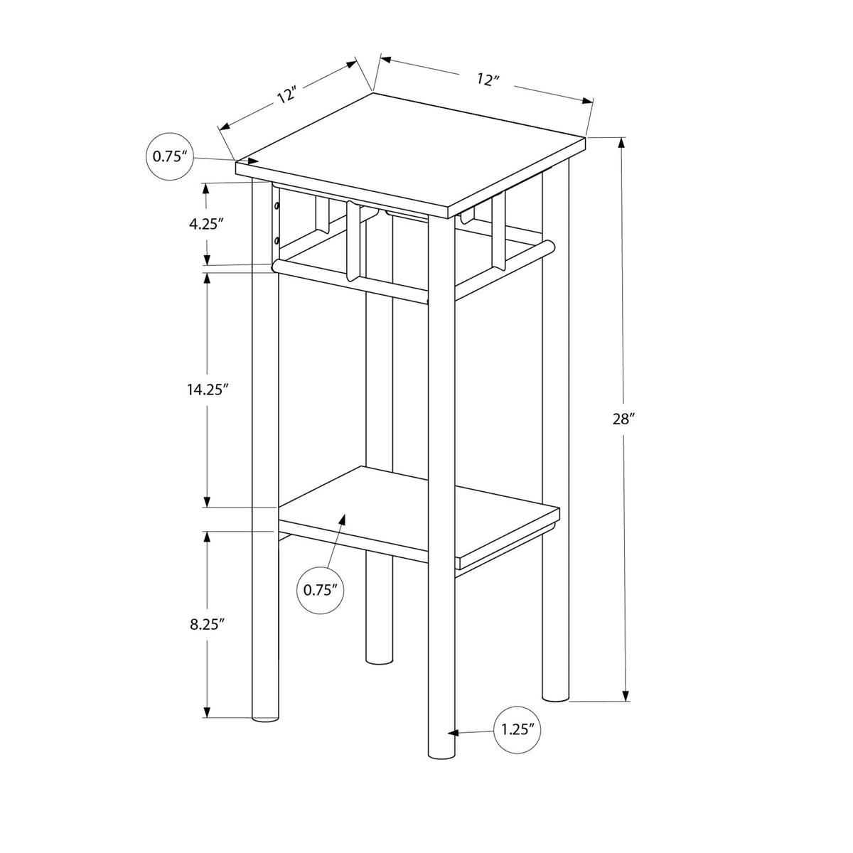 I 3279 Table D'appoint, Côté, Bout, Support Pour Plantes, Carré, Salon, Chambre À Coucher, Métal, Stratifié, Blanc, Contemporain, Moderne - Simple Boutique