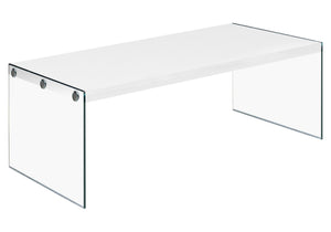 I 3286 Table A Café, Accent, Cocktail, Rectangulaire, Salon, 44"l, Verre Trempé, Stratifié, Blanc Lustré, Dégager, Contemporain, Moderne - Simple Boutique
